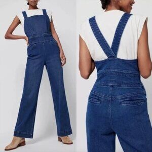 Faherty Avenue Jumpsuit Denim Overalls Boot Cut Jeans Wide Leg Women’s XS Indigo